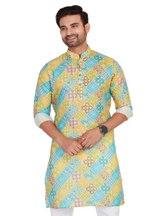 Multi color printed cotton kurta