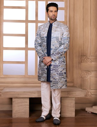 Latest navy and white indowestern