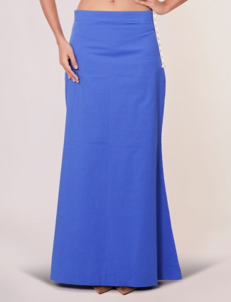 Neon blue plain saree shapewear