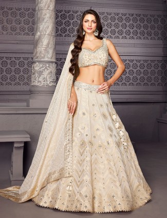 Trendy cream organza lehenga choli