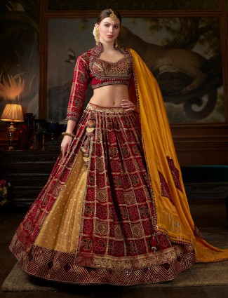 Latest Maroon modal silk lehenga choli