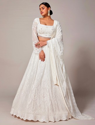 Beautiful white embroidery lehenga choli