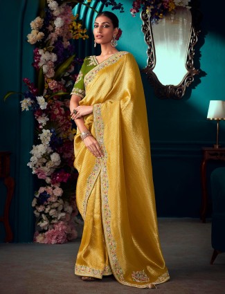 Latest yellow banarasi silk saree