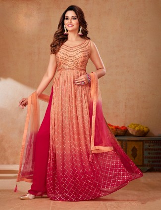 Peach nyra cut palazzo suit