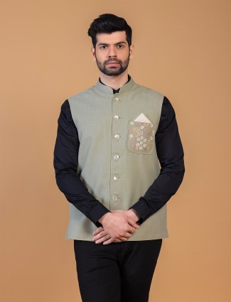 Plain light green cotton waistcoat