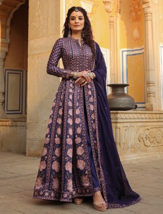 Purple salwar suit in printed