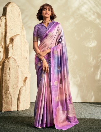 Purple shaded khadi silk saree