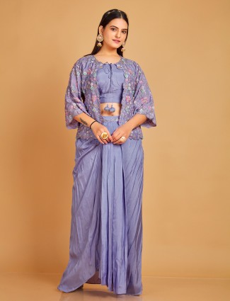 Purple designer lehenga suit in silk