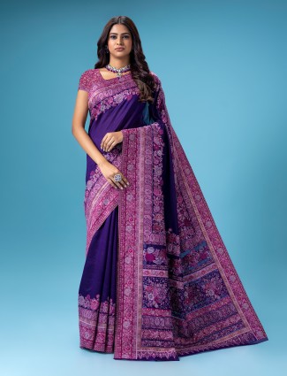 Pashmina silk purple saree