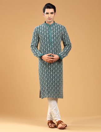 Festive rama green georgette kurta suit