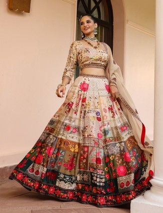 Trendy cream lehenga choli