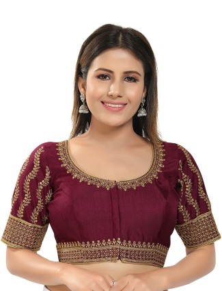 Maroon Silk Ready Made Blouse