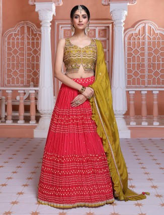 Red silk lehenga choli with dupatta