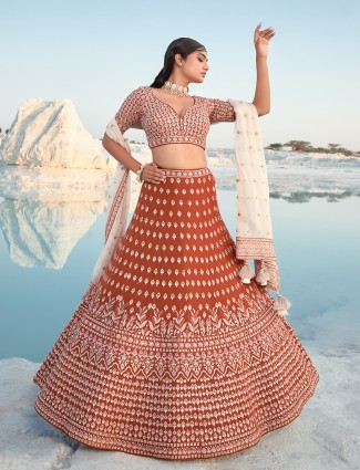 Rust orange georgette lehenga choli