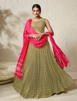 Latest sage green lehenga choli with dupatta