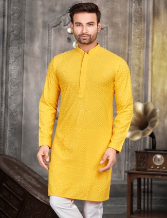 Attractive yellow cotton kurta