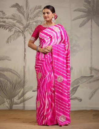 Stunning magenta silk zari weaving saree