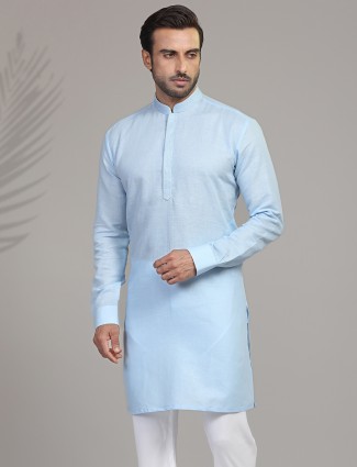 Sky Blue Cotton Kurta for Festive