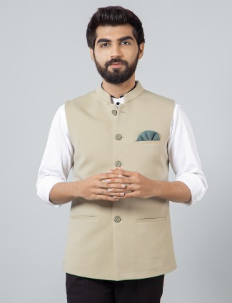 Fabulous beige cotton silk waistcoat