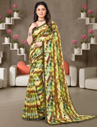 Optic Green Georgette Saree