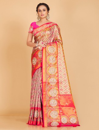 Beige Stunning Silk Wedding Saree