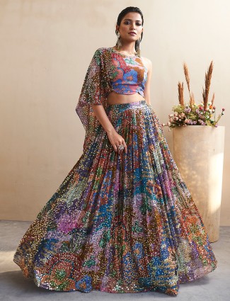 Beautiful blue printed lehenga choli