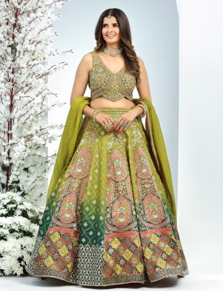 Latest green silk lehenga choli