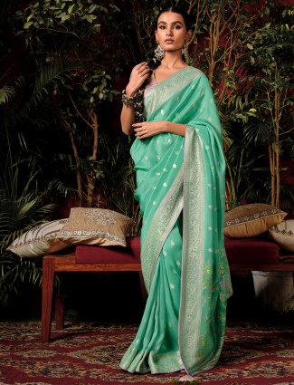 Latest mint green wedding saree