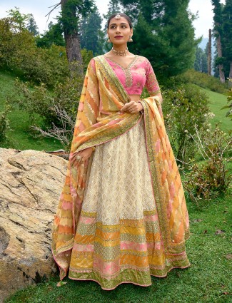 Elegant multi color unstitched lehenga choli