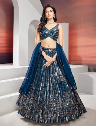 Classic navy sequins lehenga choli