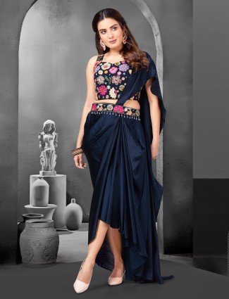 Navy silk designer suit