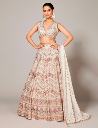 Beautiful off white embroidery lehenga choli