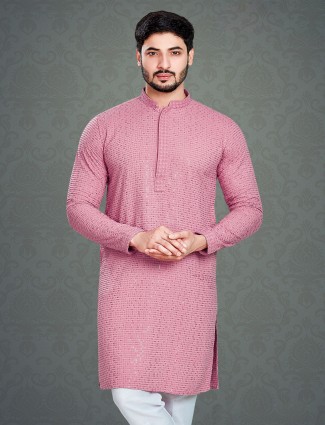 Elegant pink cotton kurta