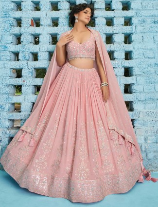 Stunning pink georgette lehenga choli