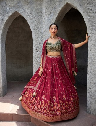 Stunning printed magenta lehenga choli