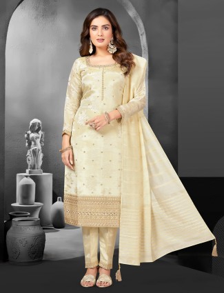 Stunning silk beige salwar suit