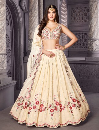 Newest silk cream lehenga choli