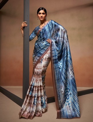 Classic blue printed saree