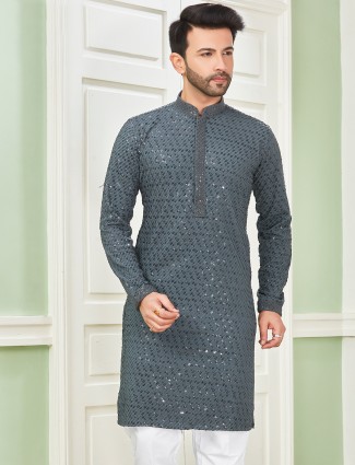 Trendy cotton grey kurta