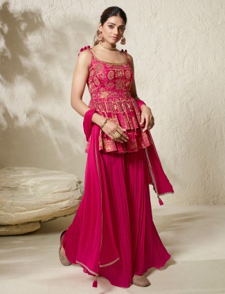 Fabulous magenta georgette palazzo suit