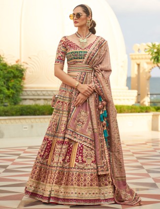 Maroon lehenga choli with printed dupatta