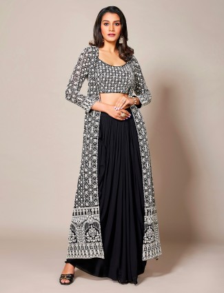 Classic black georgette designer suit