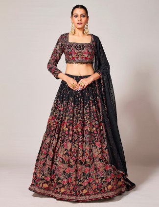 Stunning black lehenga choli with dupatta