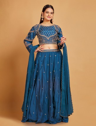 Blue lehenga choli with dupatta
