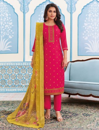 Elegant silk magenta salwar suit