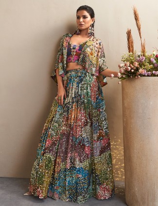 Latest multi color printed lehenga choli