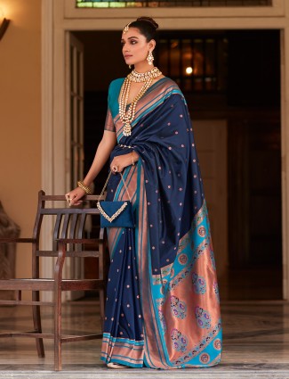 Paithani silk navy saree for wedding