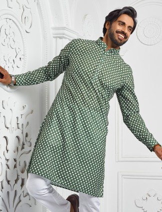 Attractive printed green kurta