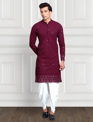 Elegant purple embroidery kurta suit