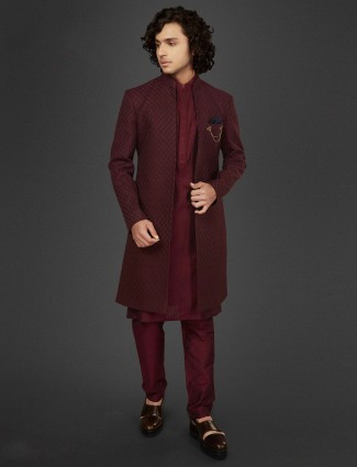 Stylish Maroon Wedding and Party Wear Indowestern